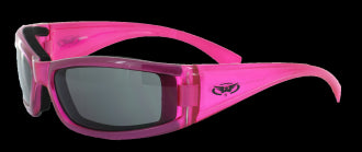 Riding Glasses - Fight Back 2 CF SM A/F Style Riding Glasses with Hot Pink Frame > Part #GL-FIGHT-2-HOT