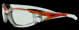 Riding Glasses - FlashPoint CF CL Style Riding Glasses with Orange Frames > Part #GL-FP-CF-CL-ORANGE