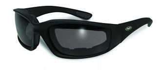 Riding Glasses - Kickback Style Riding Glasses with Smoke Lenses and Black Frames > Part #GL-KICK-SMOKE