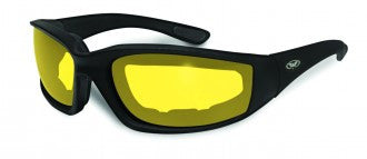 Riding Glasses - Kickback Style Riding Glasses with Yellow Tint Lenses and Black Frames > Part #GL-KICK-YELLOW